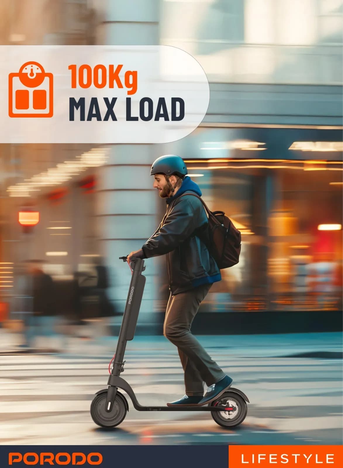 Porodo Electric Scooter Pro - 32 Km/h, Black 6