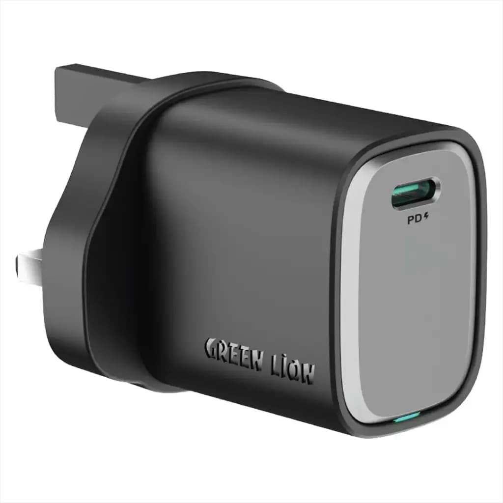 Green Lion Supra 33W UK Wall Charger - Black/Grey