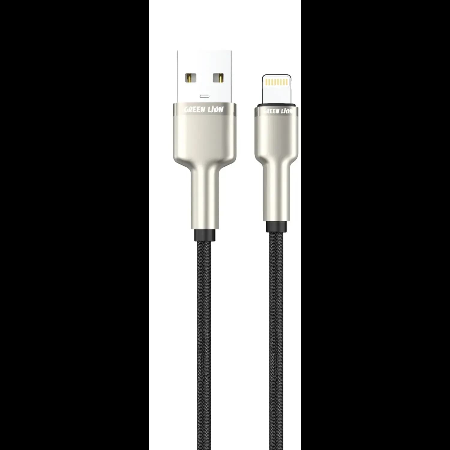 Green Lion USB-A to Lightning Cable - Braided, 1m, Black Green Lion USB-A to Lightning Cable - Braided, 1m, Black
