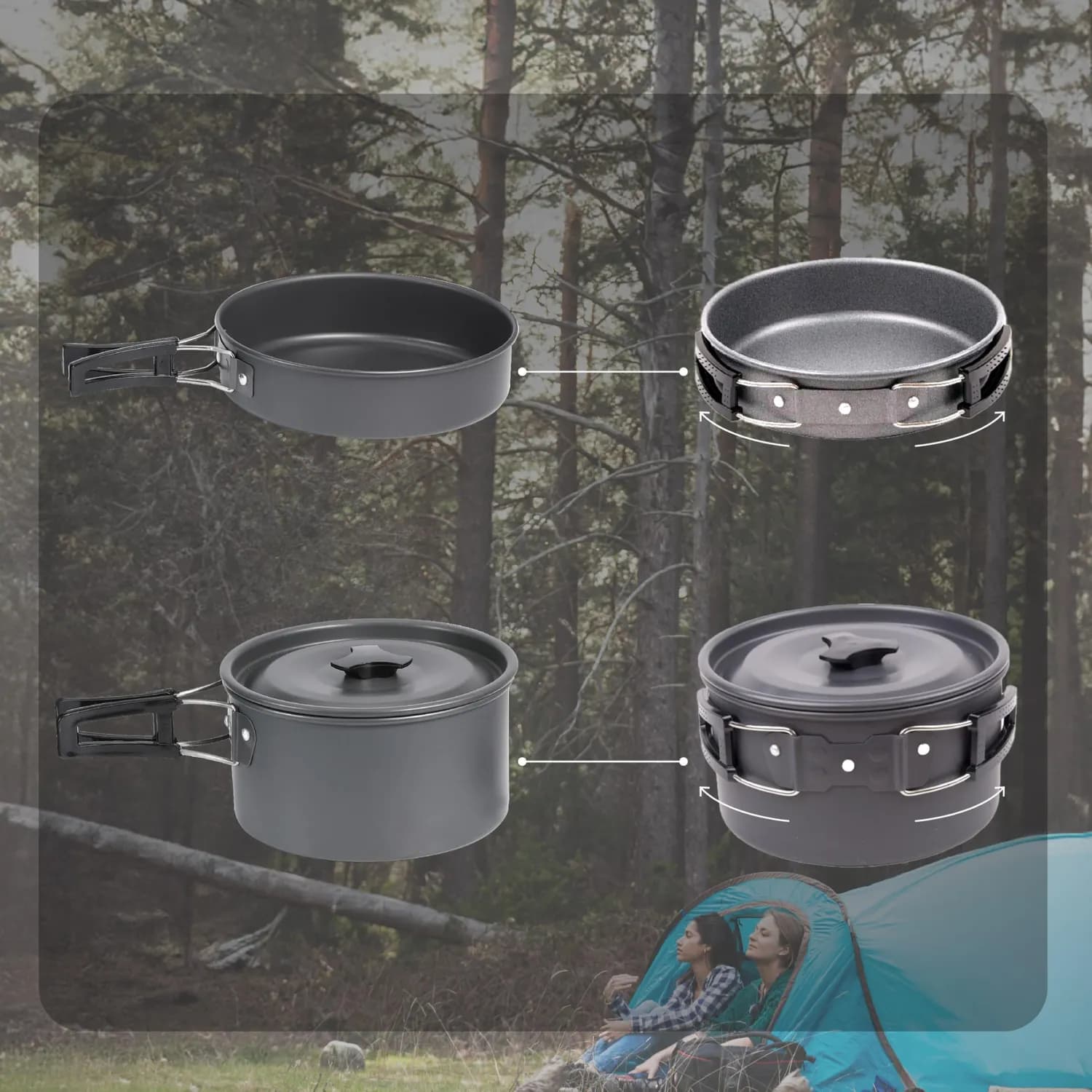 Green Lion Camping Cookware Set GN10N1COOK - 10-in-1, Black 5
