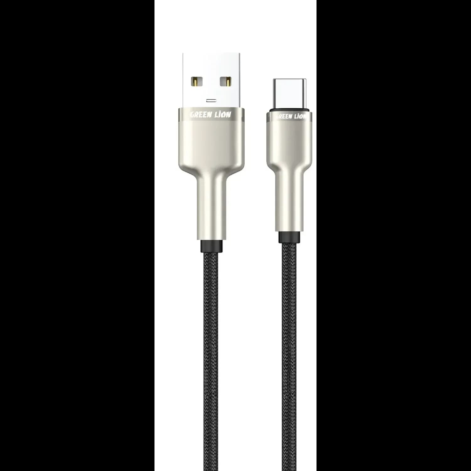 Green Lion USB-A to USB-C Cable - Braided, 18W, Black Green Lion USB-A to USB-C Cable - Braided, 18W, Black