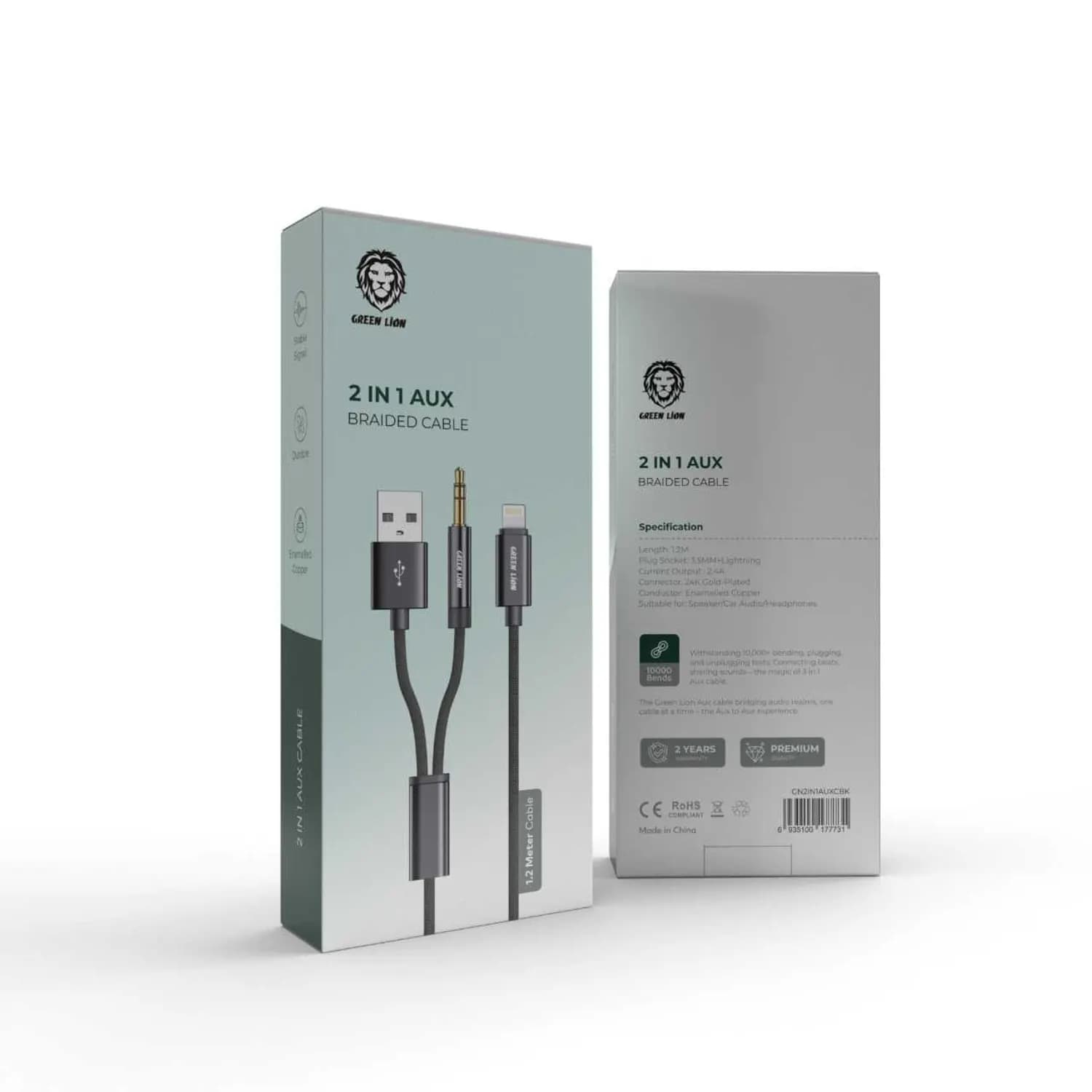 Green Lion USB-C to Lightning Cable - Braided, 27W Fast Charge, Black 2
