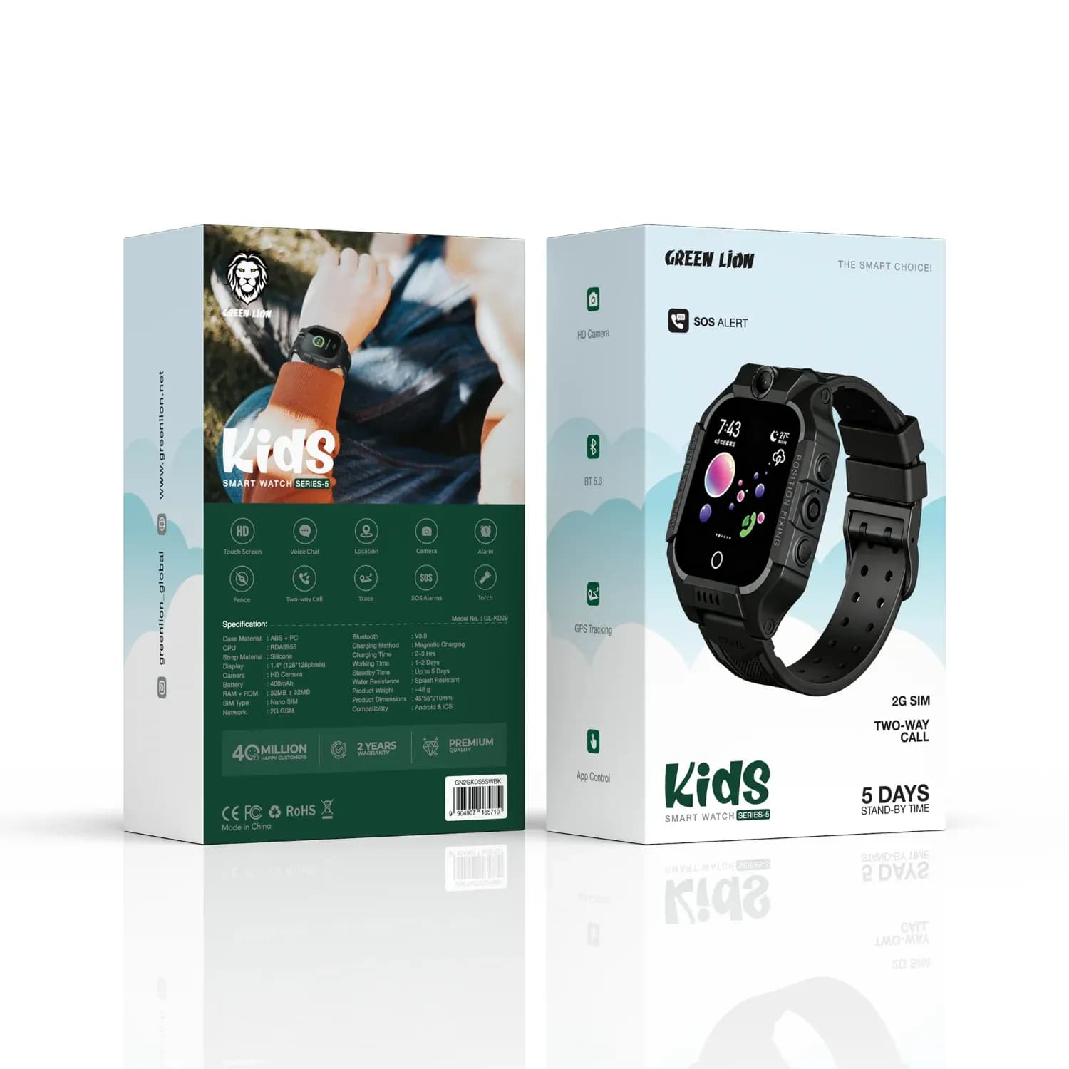 Green Lion Kids Smart Watch Series 5 - 2G, Black 3