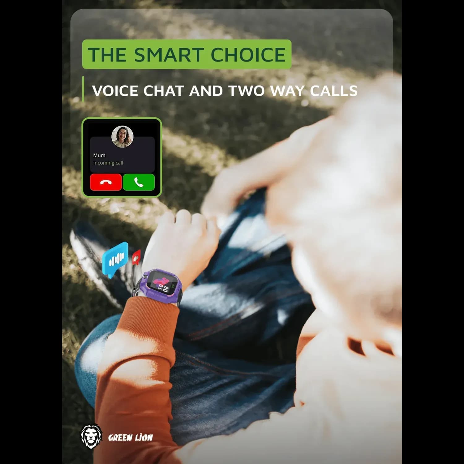 Green Lion Kids Smart Watch Series 5 - 2G, Purple — Blue 5