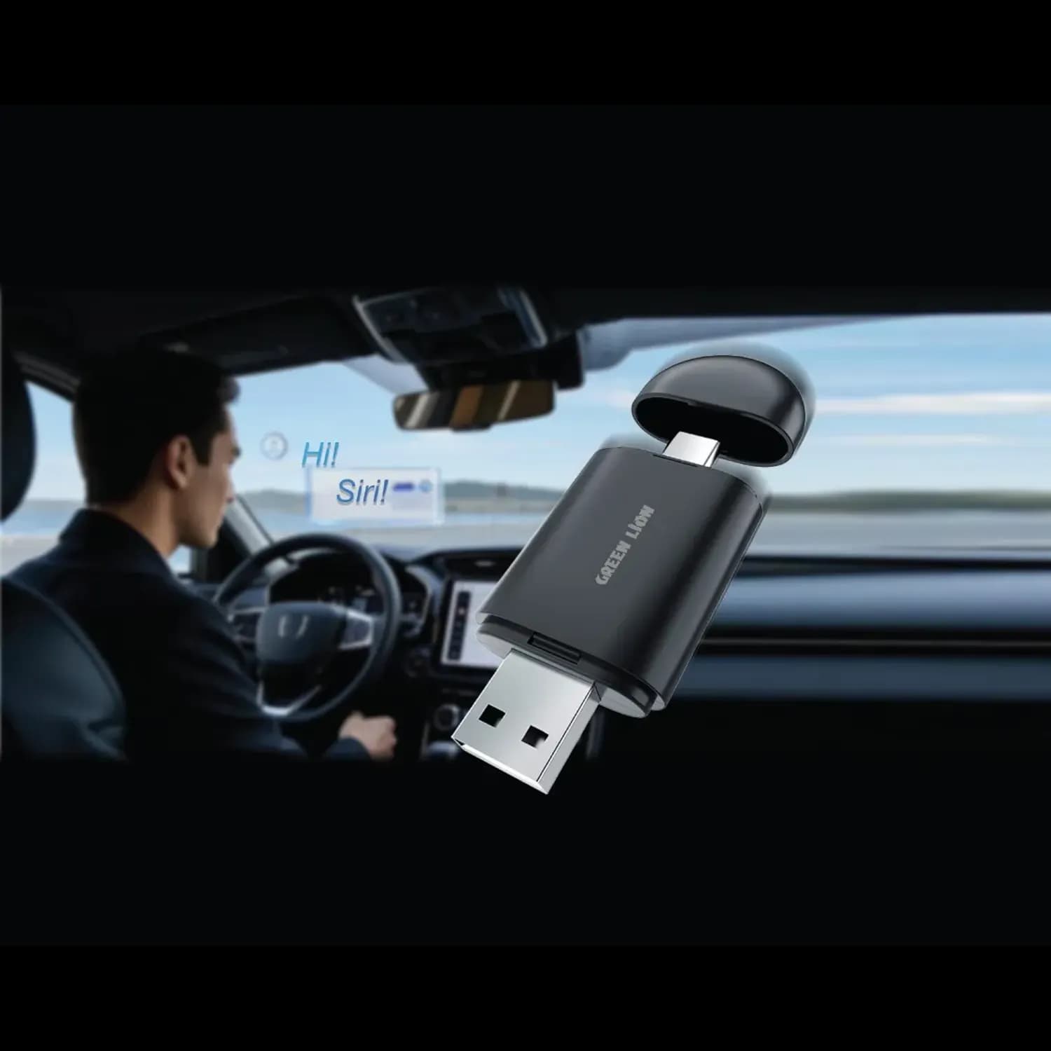 Green Lion Wireless Adapter - CarPlay & Android Auto, Black 3