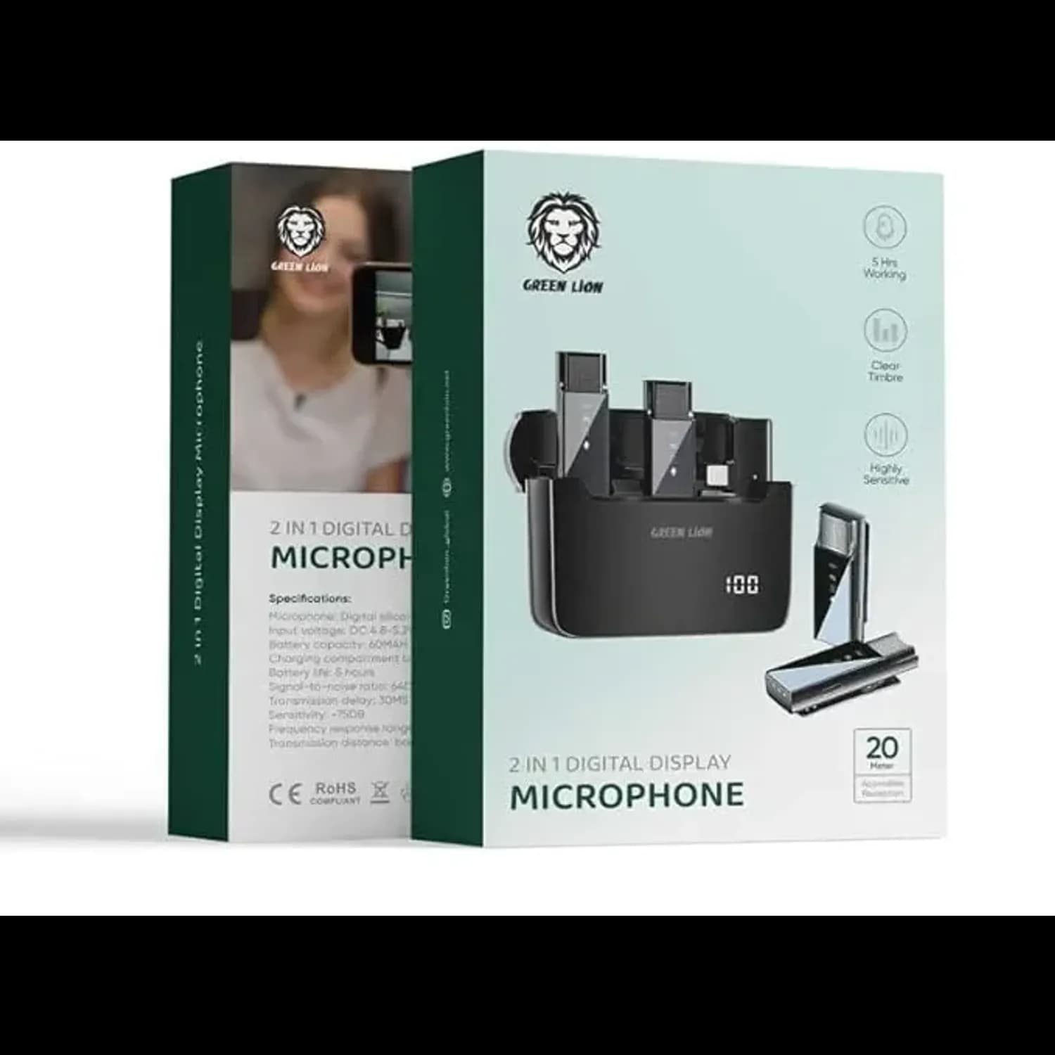 Green Lion Microphone - Digital Display, Lightning Connector, Black 2