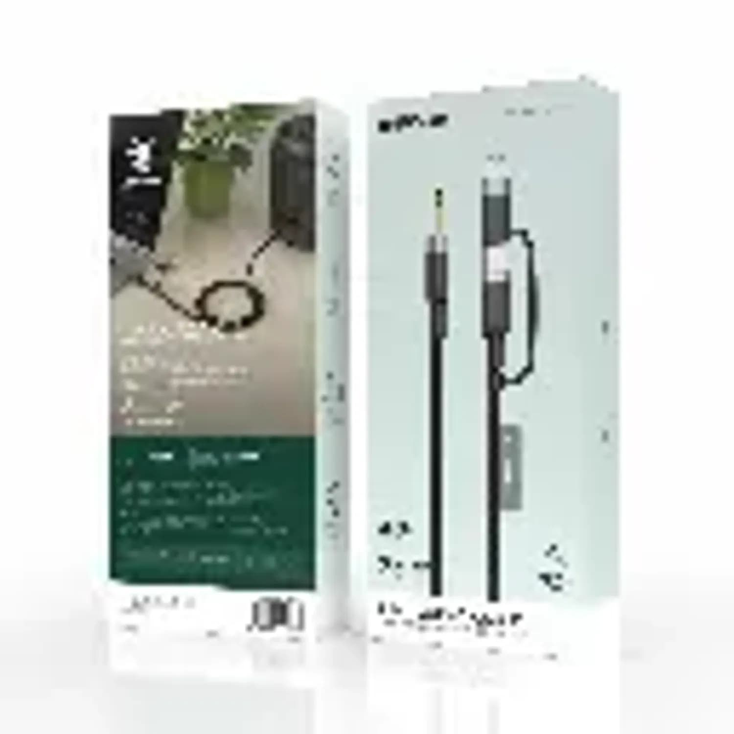 Green Lion Audio Cable - 2-in-1 USB-C & Lightning to 3.5mm Aux, Black 2