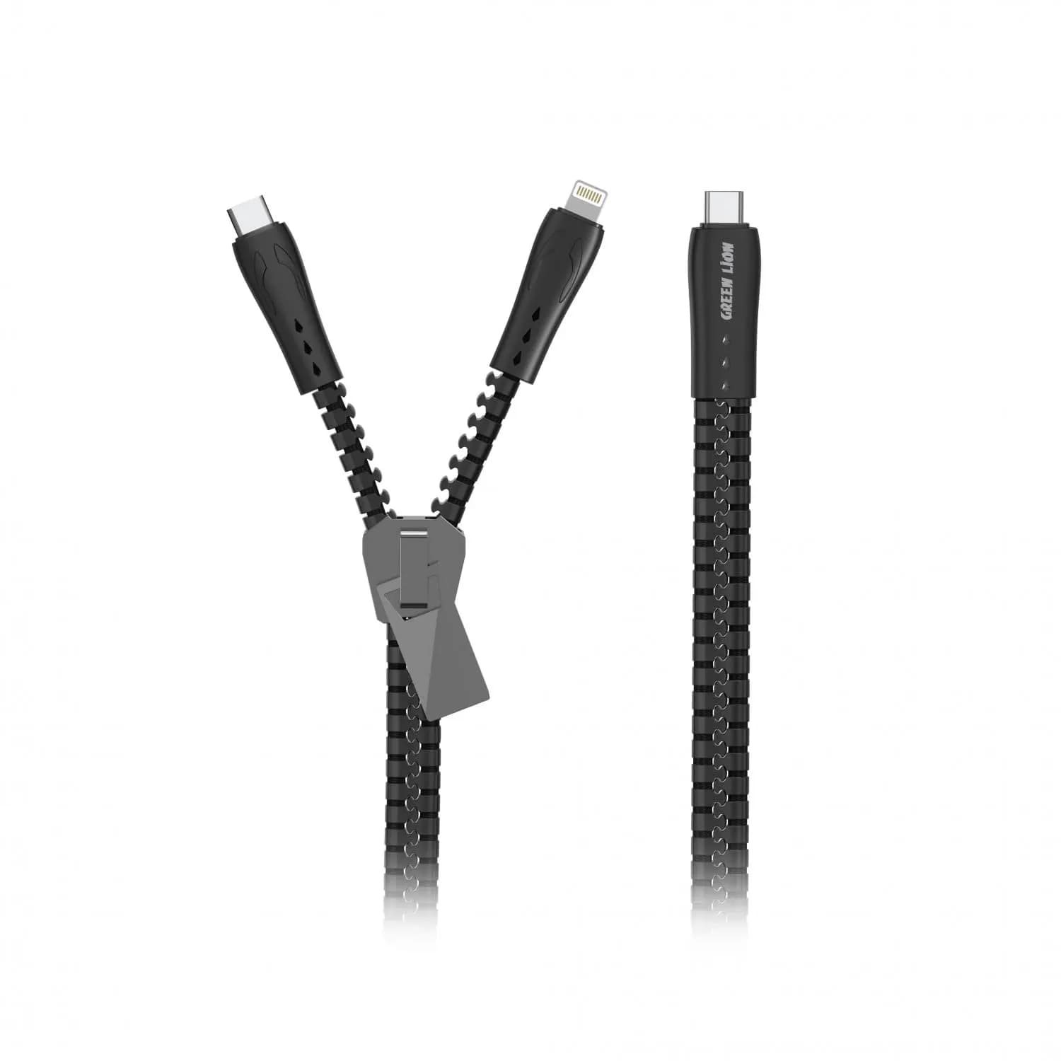 Green Lion Charging Cable - 2-in-1 100W 1.2M, Black 1