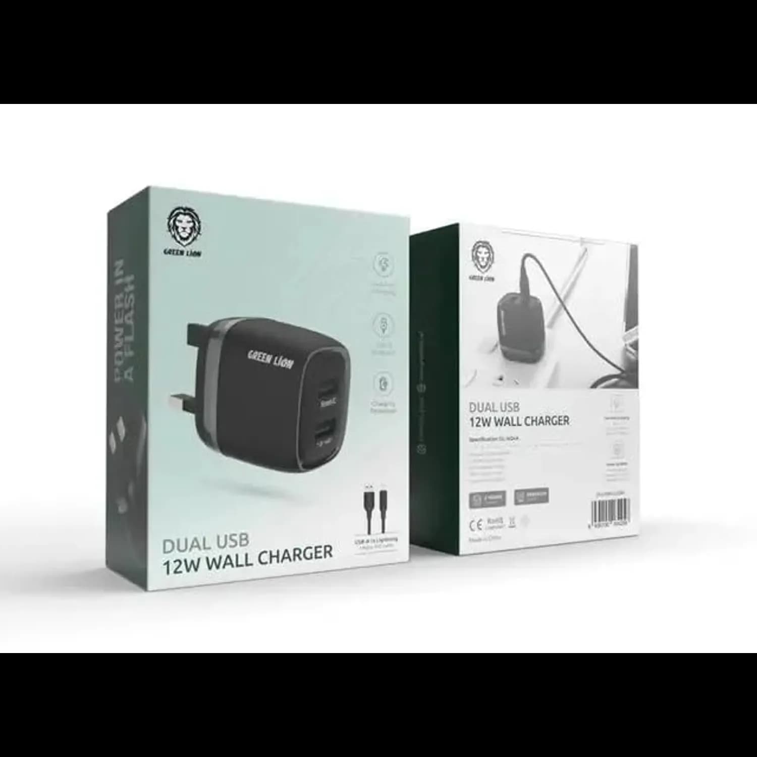 Green Lion Braided Cable - 2-in-2 Type-C & USB-A to Lightning, Gray 4