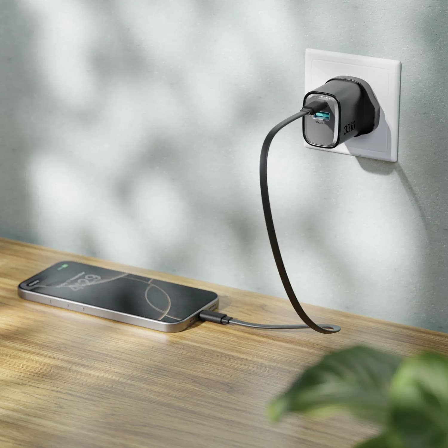 Green Lion Wall Charger Supra - 33W GaN Dual-Port, Black Grey 2