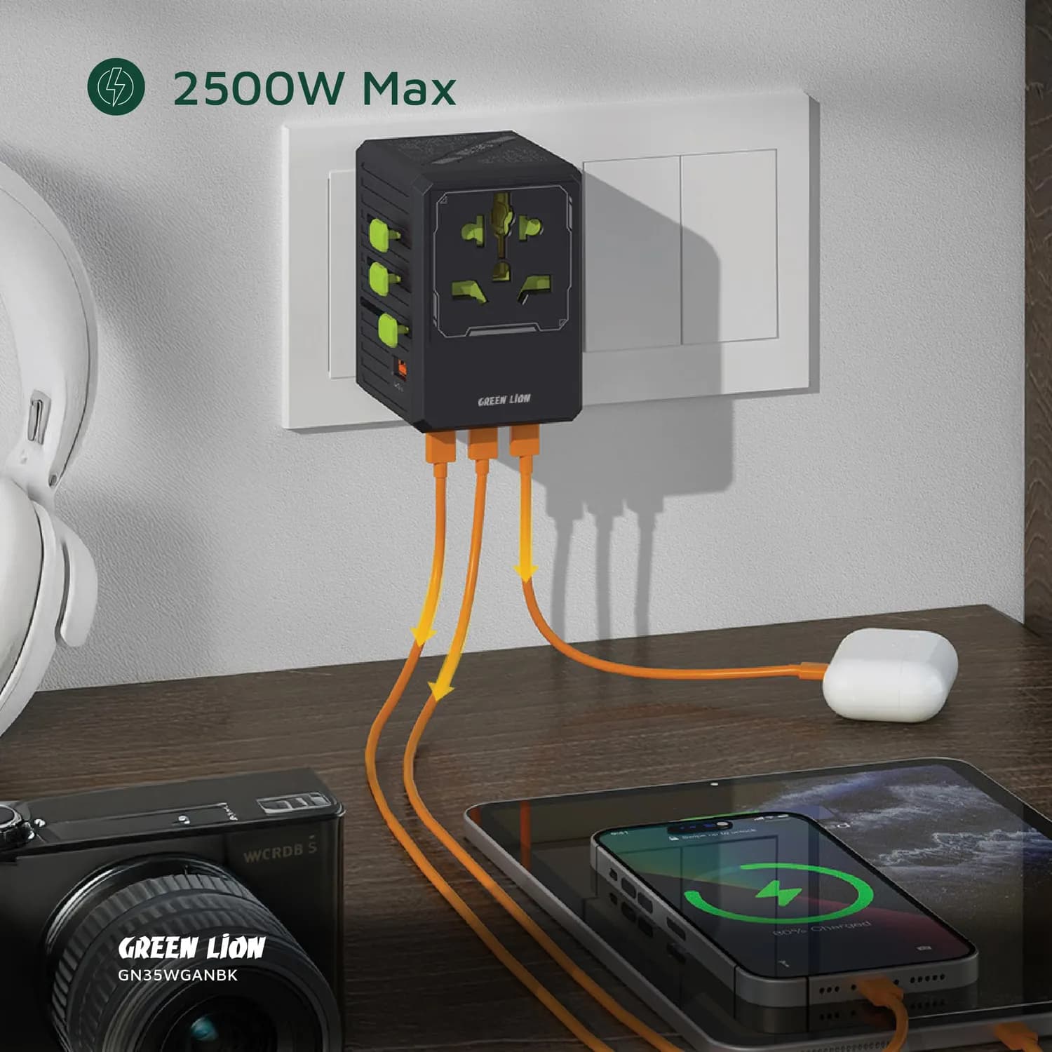 Green Lion GaN Adapter - 2500W PD 35W, Black 5
