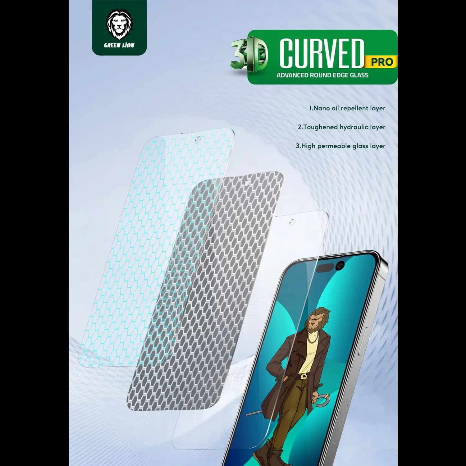 Green Lion Screen Protector iPhone 14 Pro - 9H Hardness, Clear 2