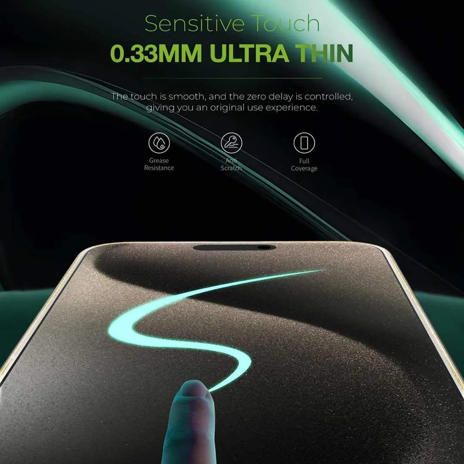 Green Lion Screen Protector - 3D Glitter Curved, Silver — Clear 5