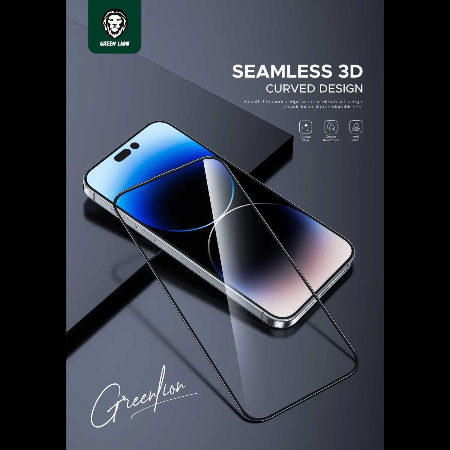 Green Lion Screen Protector iPhone 15 Pro 6.1 - 3D HD-PET, 9H, Soft Edge 2