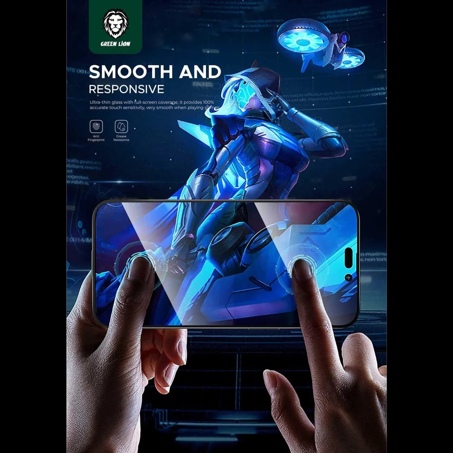 Green Lion Screen Protector iPhone 15 Pro 6.1 - 3D HD-PET, 9H Glass 3