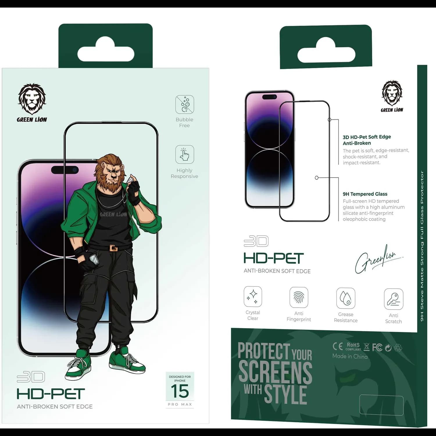 Green Lion Screen Protector iPhone 15 Pro 6.1 - 3D HD-PET, 9H Glass 4