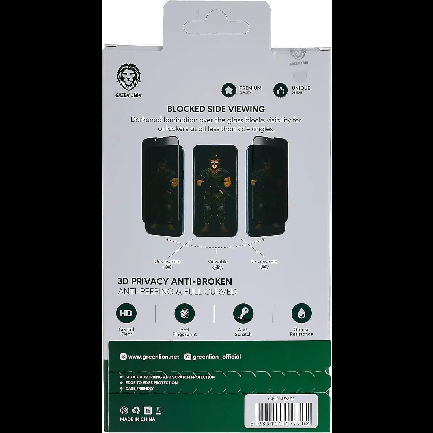 Green Lion Screen Protector iPhone 14 Pro 6.1 - 3D Curved Privacy Glass 5