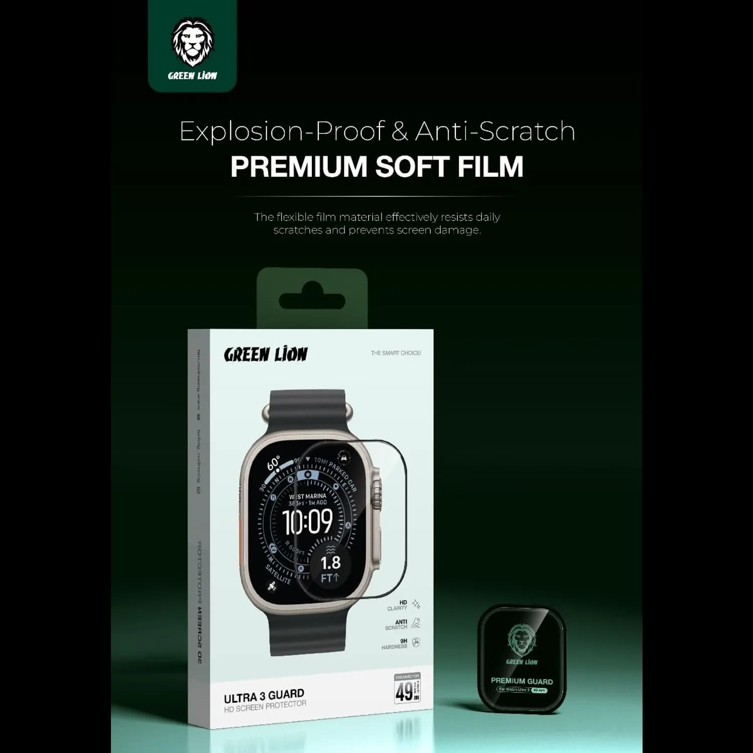 Green Lion Screen Protector Ultra 3 - 3D Clear for Apple Watch 49mm 3