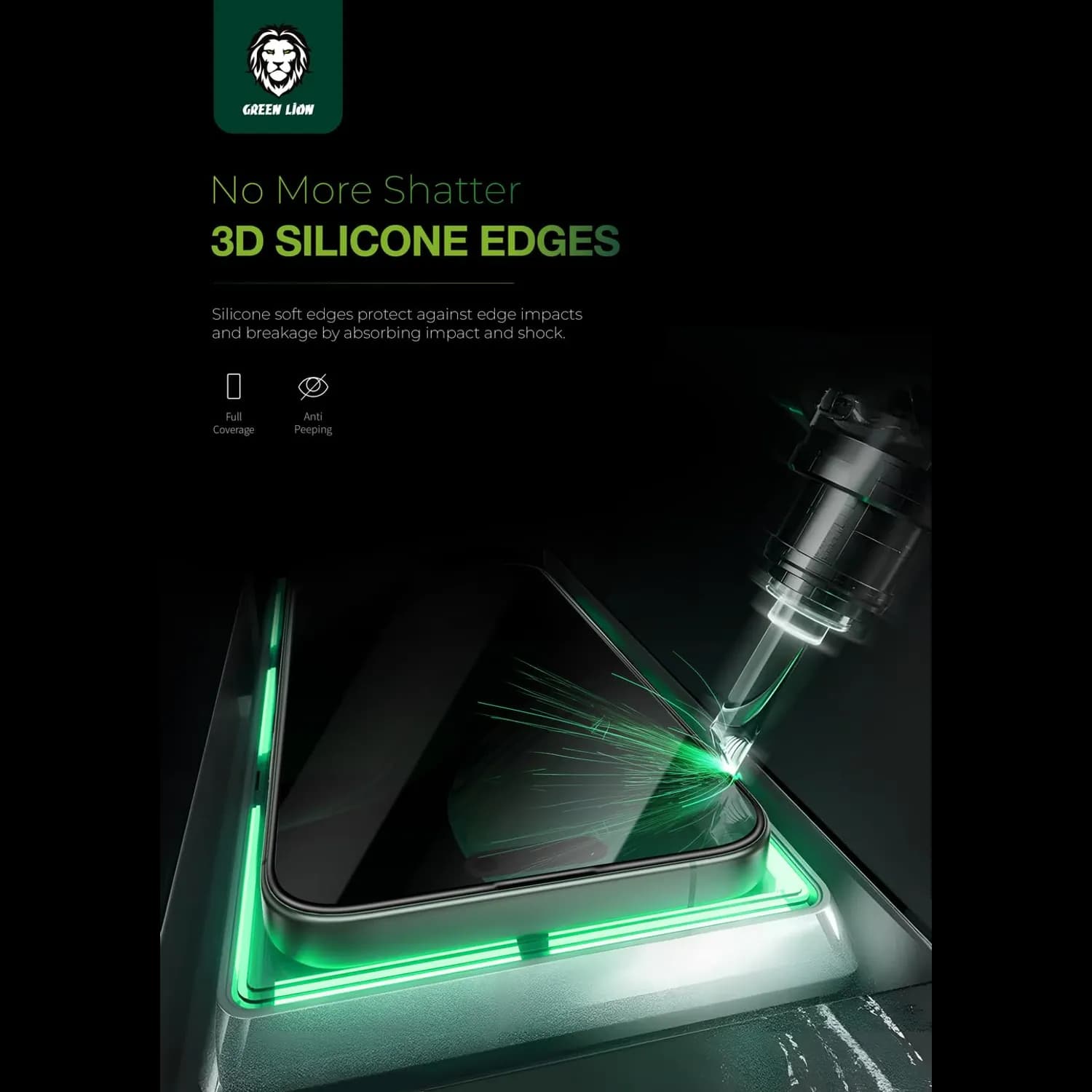 Green Lion Screen Protector iPhone 14 Pro Max - 3D Silicone Plus, 9H Tempered Glass, Clear 2