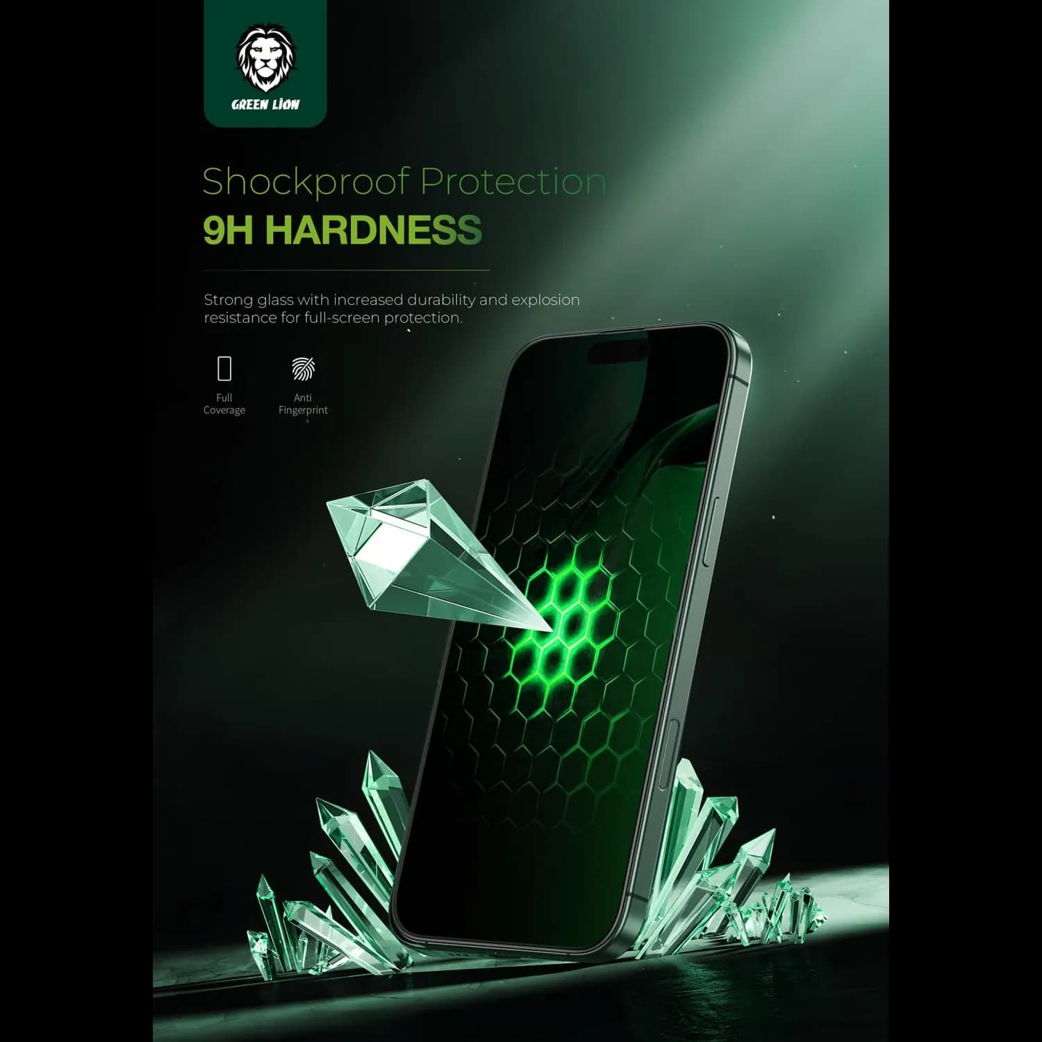 Green Lion Screen Protector iPhone 15 Pro Max - 3D Silicone Plus, 9H Tempered Glass, Clear 3