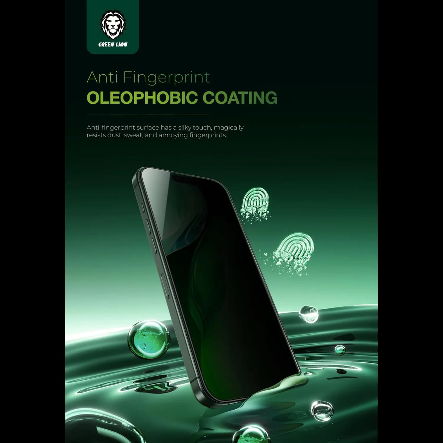 Green Lion Screen Protector iPhone 15 Pro Max - 3D Silicone Plus, 9H Tempered Glass, Clear 4