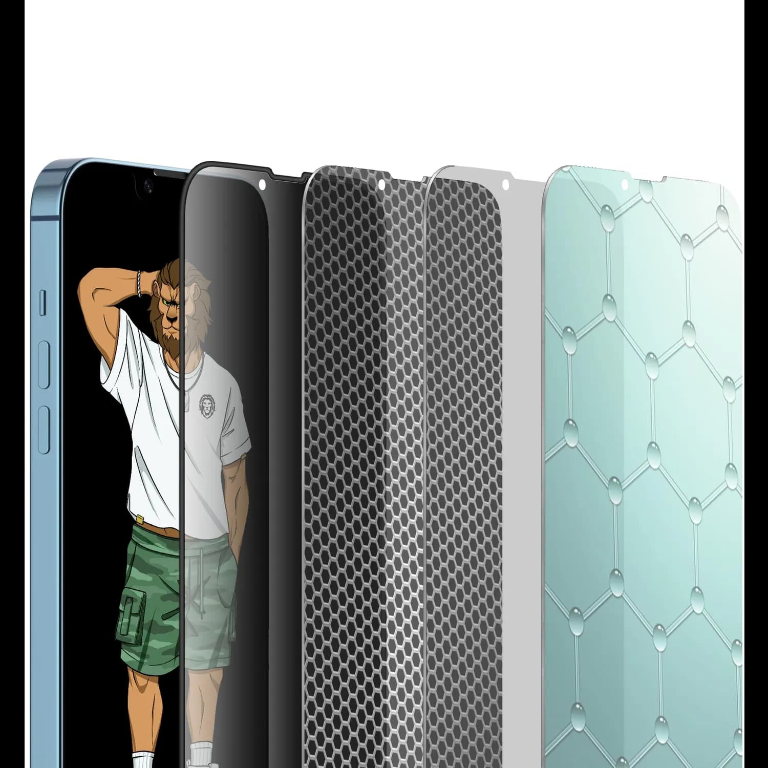 Green Lion Screen Protector iPhone 13/13Pro - 3D Silicone Plus, 9H Tempered Glass, Privacy 2
