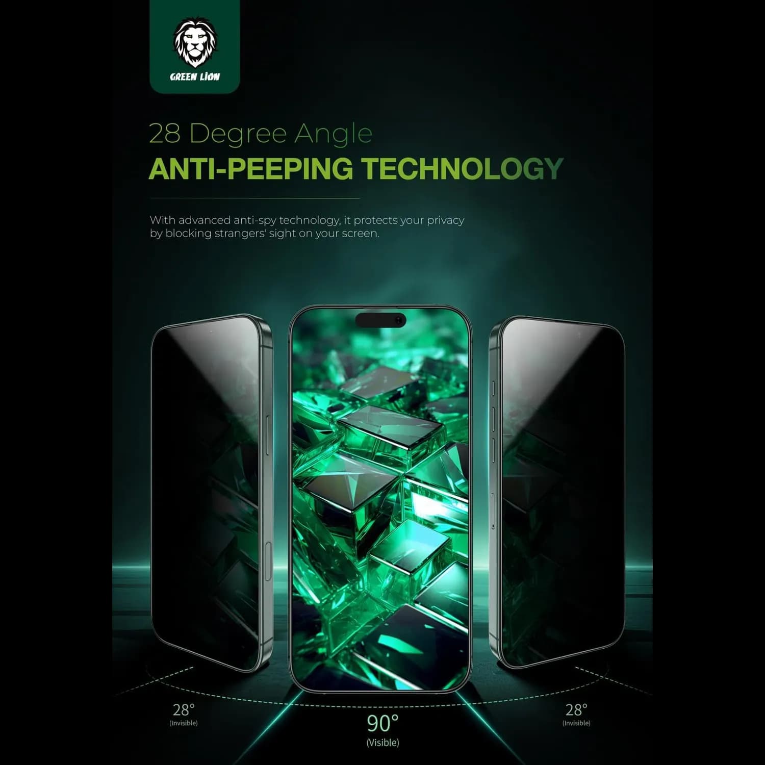 Green Lion Screen Protector iPhone 13/13Pro - 3D Silicone Plus, 9H Tempered Glass, Privacy 5