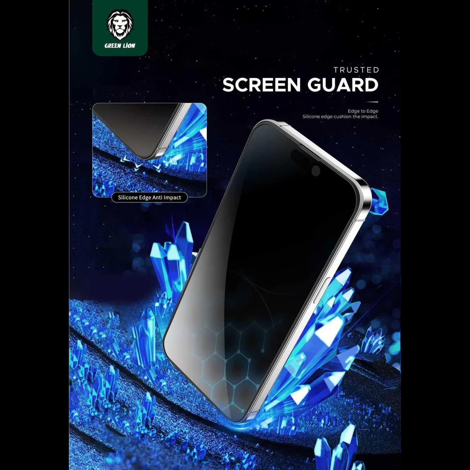 Green Lion Screen Protector iPhone 15 Pro - 3D Silicone Plus, Anti-Spy Privacy 4