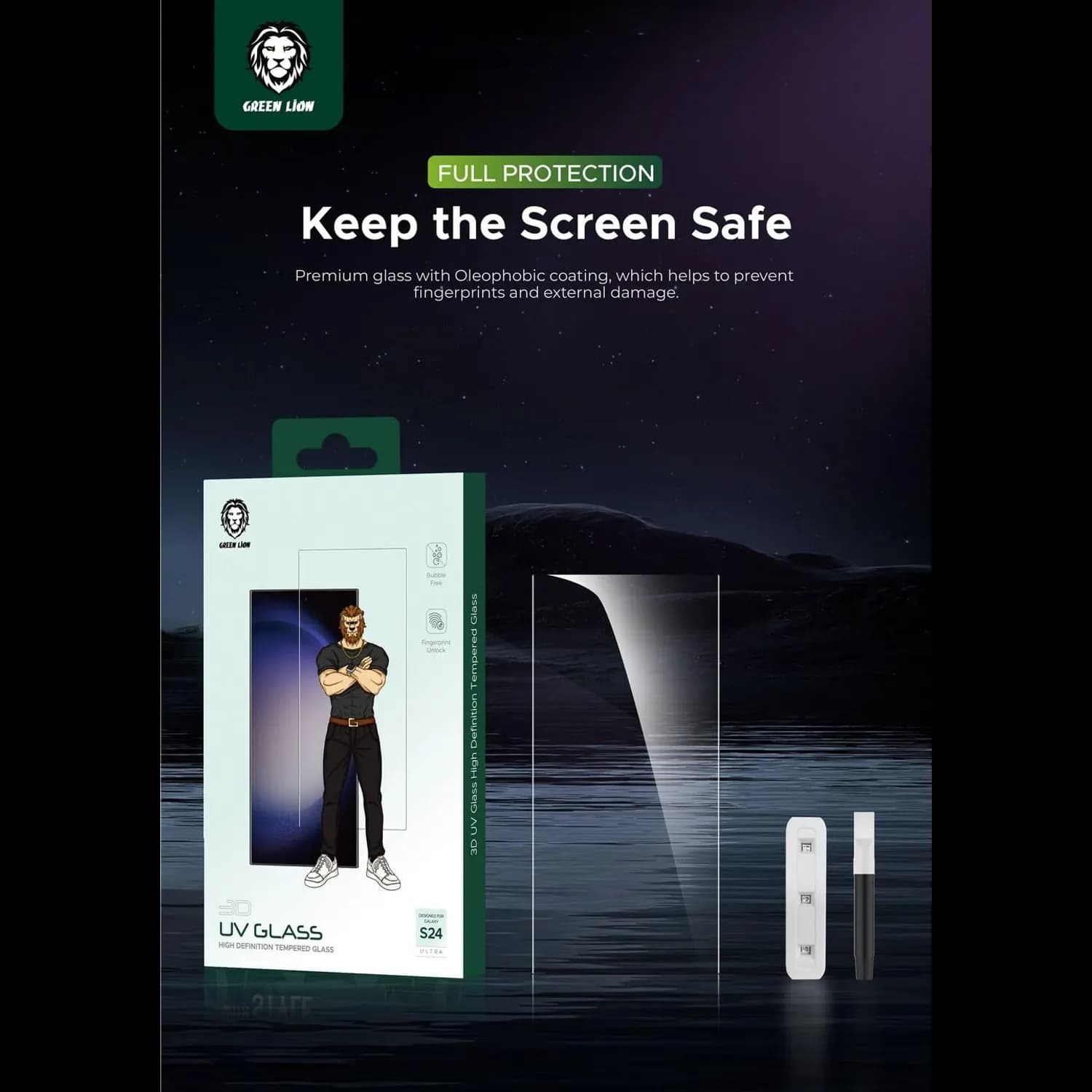 Green Lion Screen Protector iPhone 15 Plus - 3D Silicone Privacy Glass, Black 2