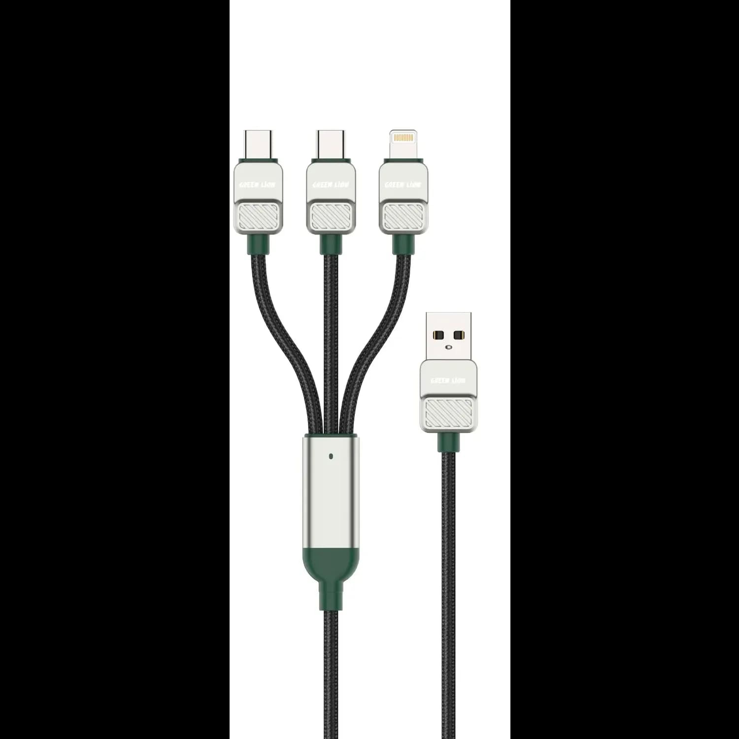 Green Lion 3-in-1 Braided Cable - 1.2m, Green/Black 1 Green Lion 3-in-1 Braided Cable - 1.2m, Green/Black 1