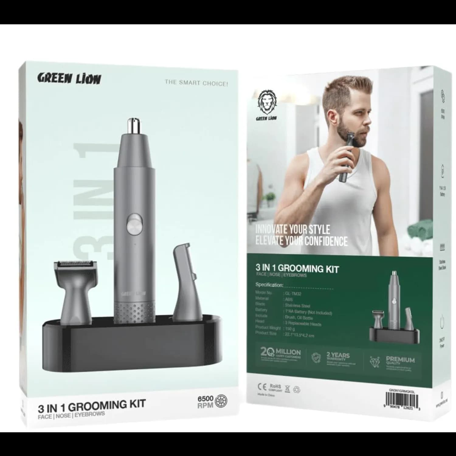 Green Lion 2-in-1 AUX Braided Cable - 1.2m, Black 5