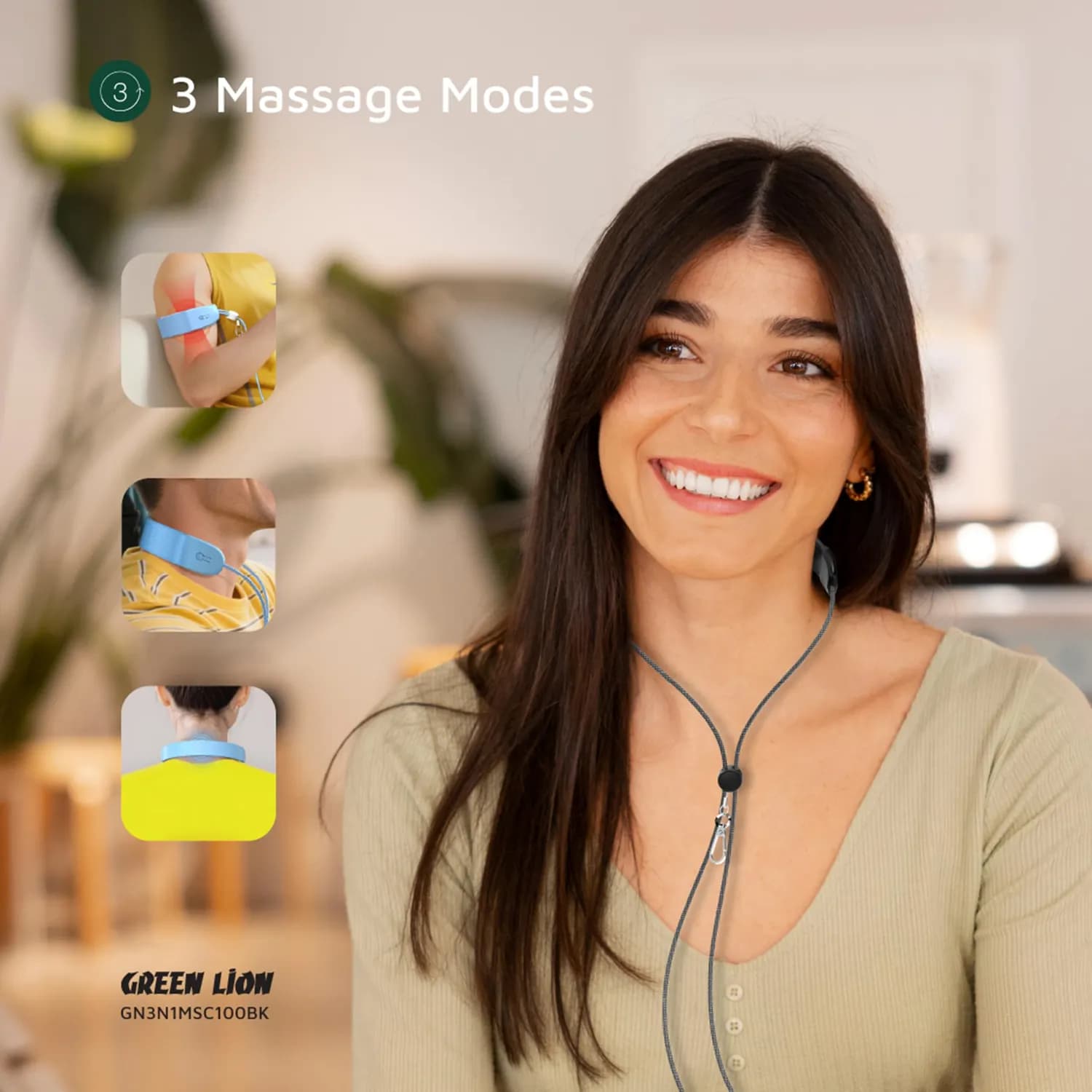 Green Lion Neck Massager - 3-in-1, PD 100W Fast Charge, Black 3