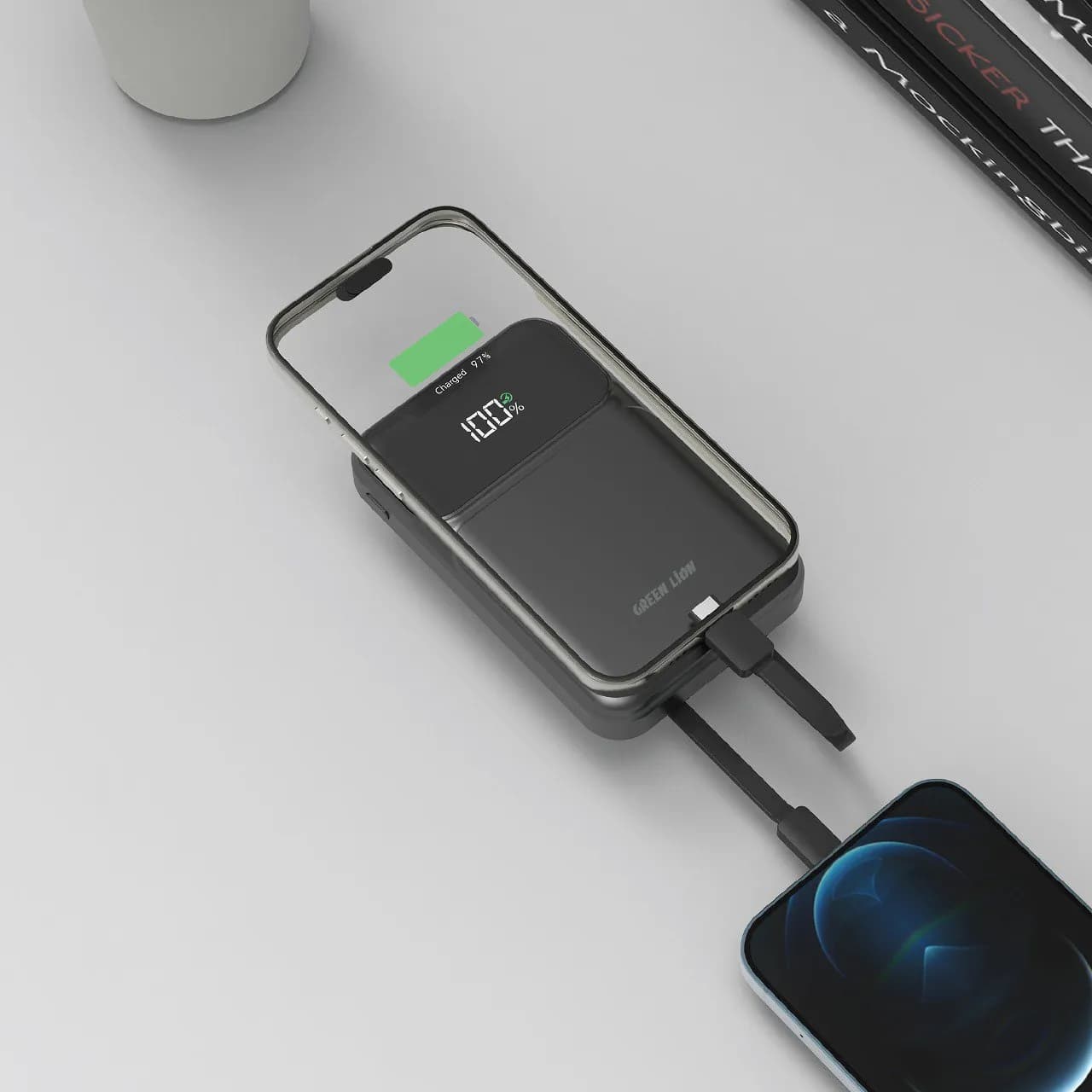 Green Lion 3-in-1 Power Bank - 10000mAh, PD 20W, Integrated Cables 3