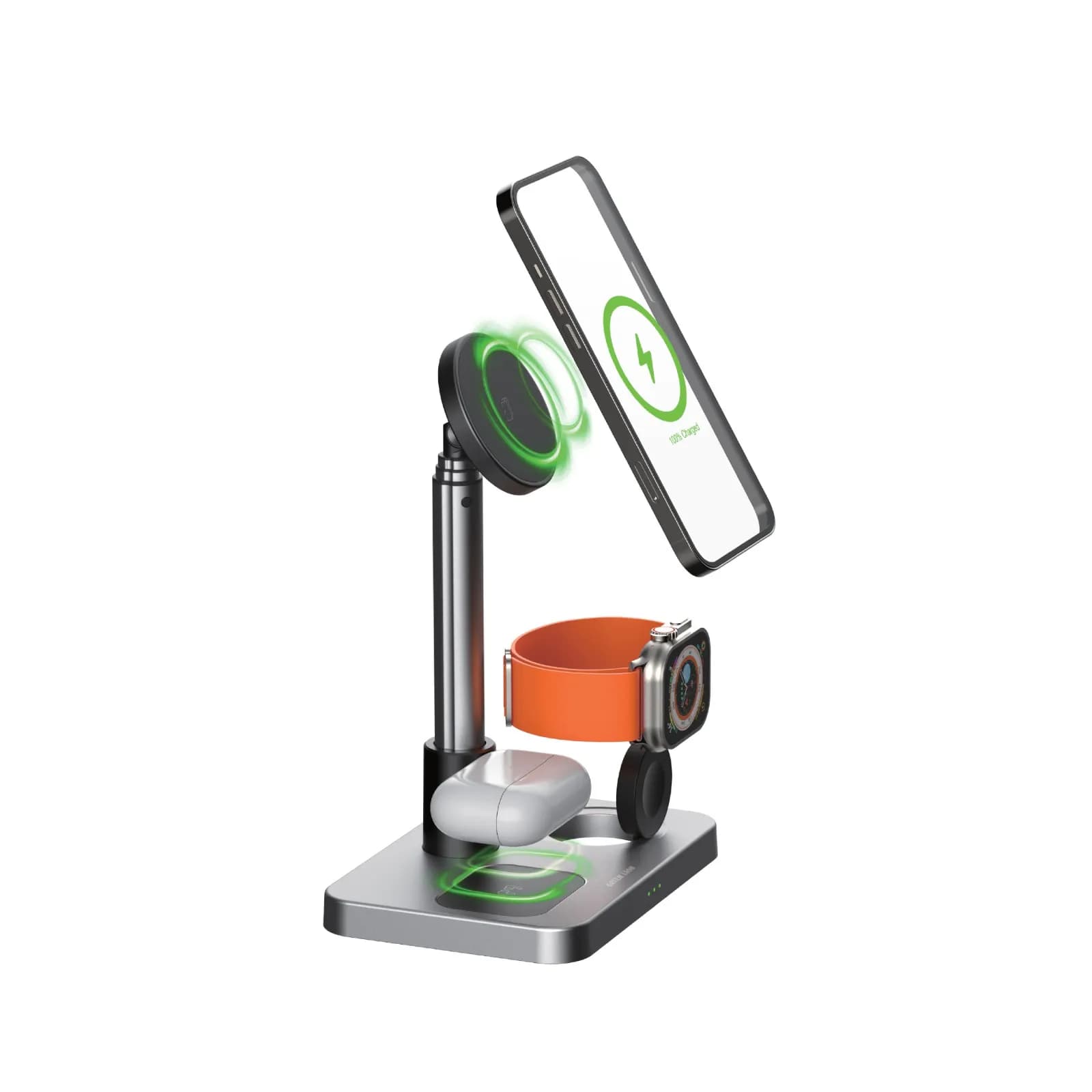 Green Lion 3 in 1 Telescopic Wireless Charger - Silver 1 Green Lion 3 in 1 Telescopic Wireless Charger - Silver 1
