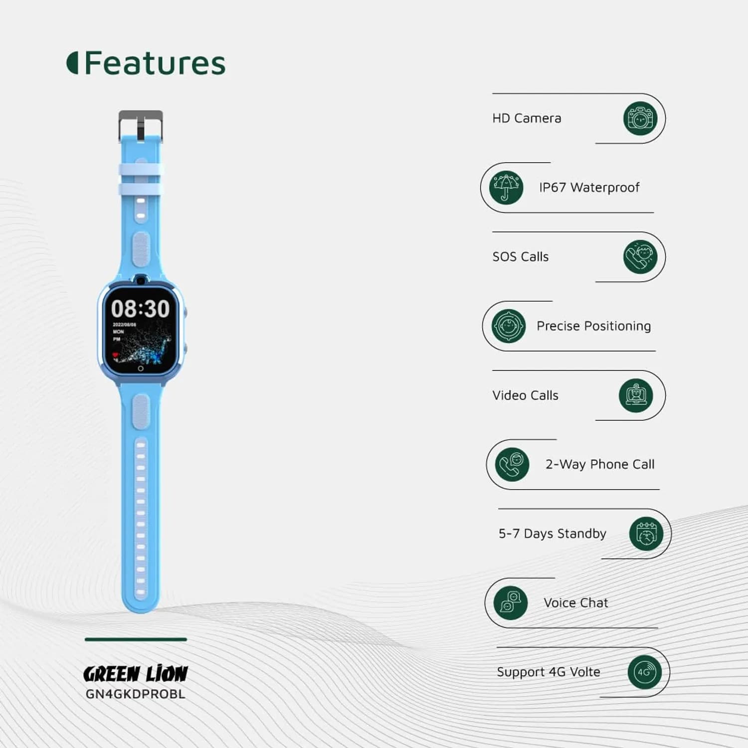 Green Lion Kids Watch Pro - 4G, 1.85" Smartwatch 4