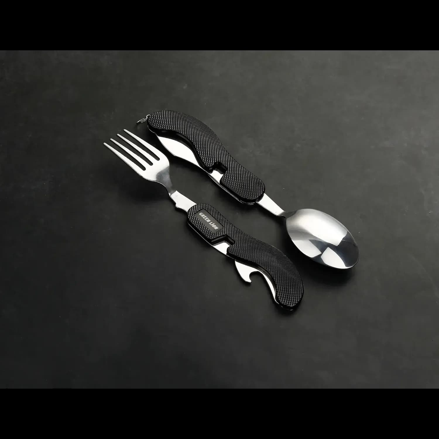 Green Lion Cutlery Set - 4-in-1 Foldable, Black 2