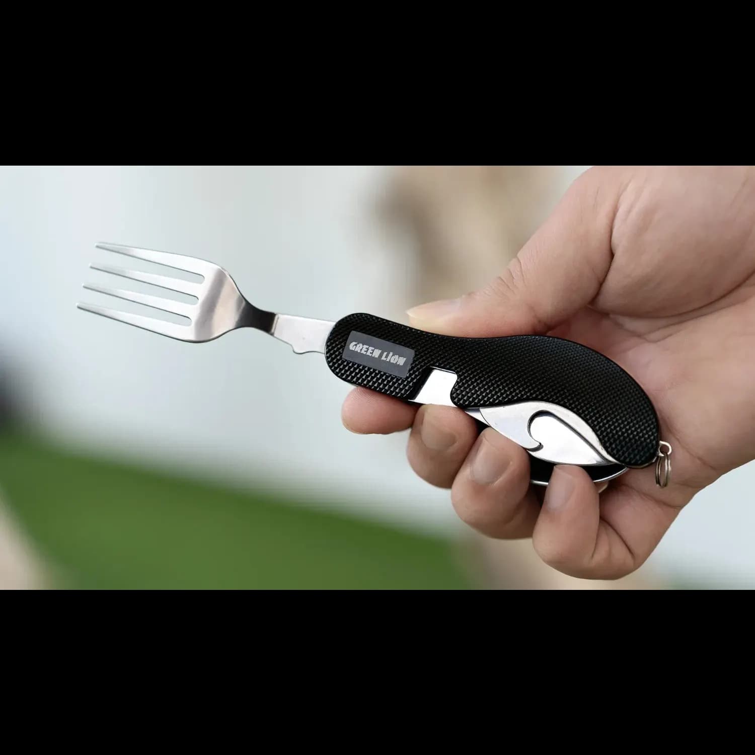 Green Lion Cutlery Set - 4-in-1 Foldable, Black 3