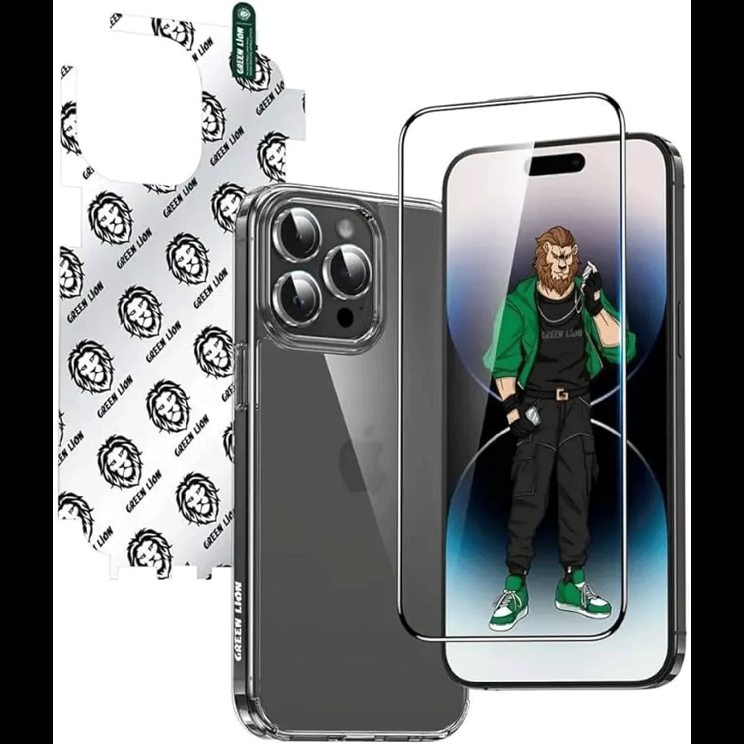 Green Lion Defender Pack 4-in-1 - Transparent, iPhone 15 Pro Max 1