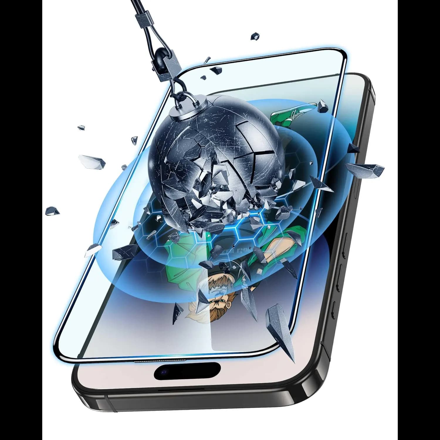 Green Lion Defender Pack iPhone 14 Pro - 4-in-1 Anti-Shock Case, Nano HD, Silver 2
