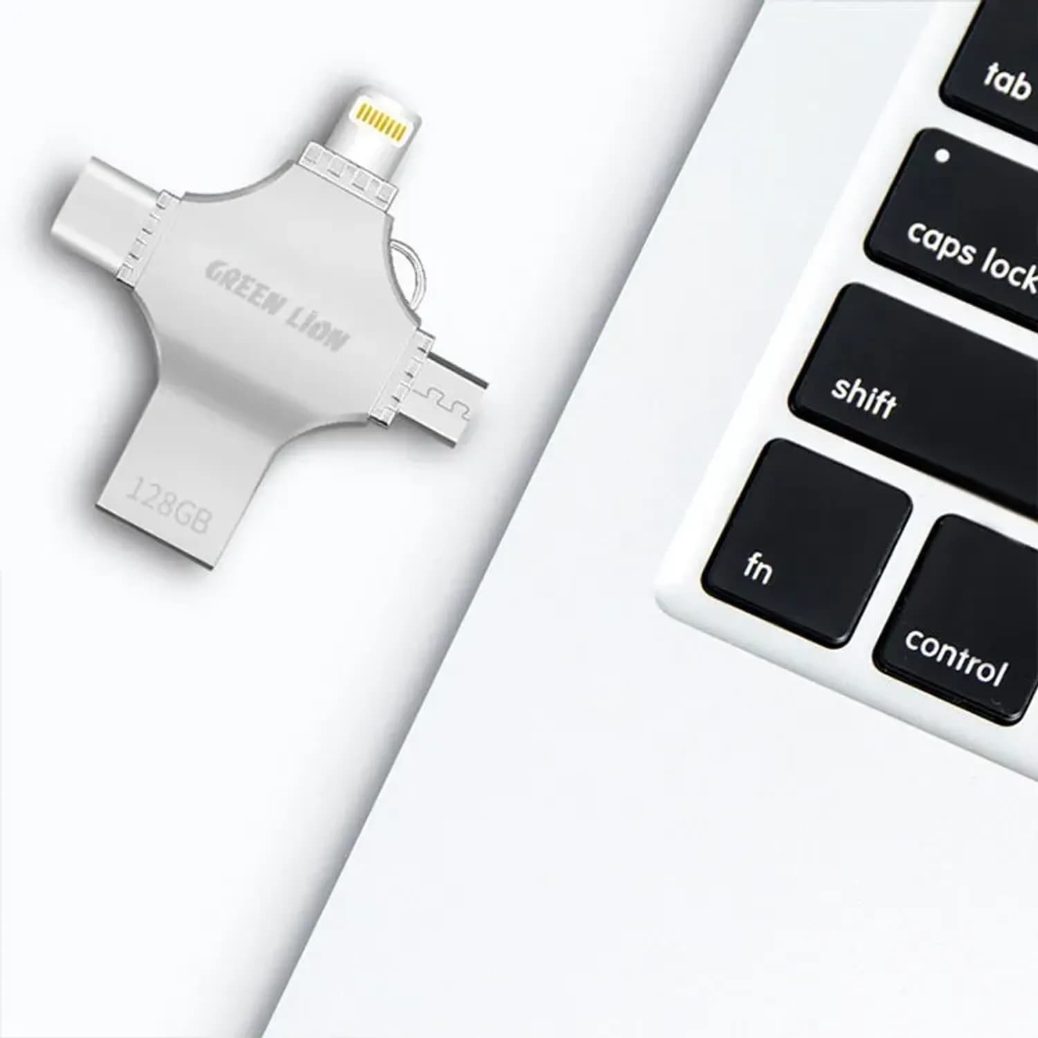 Green Lion 4-in-1 USB Flash Drive 128GB, - Silver 4