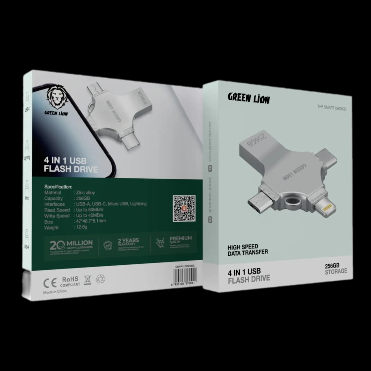 Green Lion 4-in-1 USB Flash Drive 256GB 3