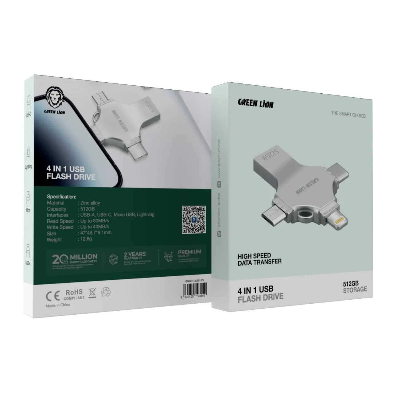 Green Lion 4 in 1 USB Flash Drive 512GB 3