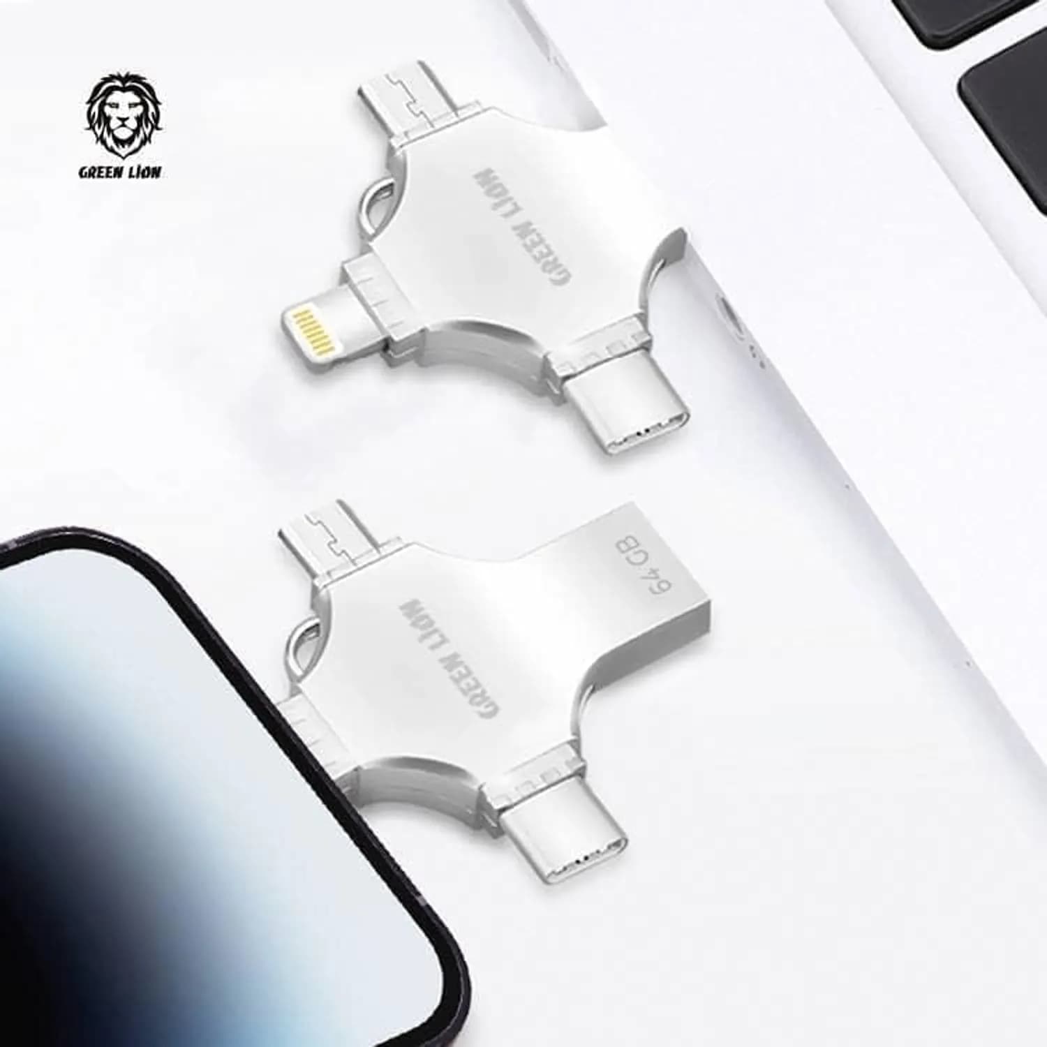 Green Lion USB Flash Drive - 64GB, Silver 2