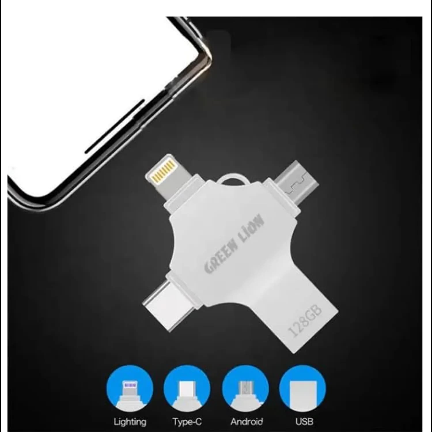 Green Lion USB Flash Drive - 64GB, Silver 4