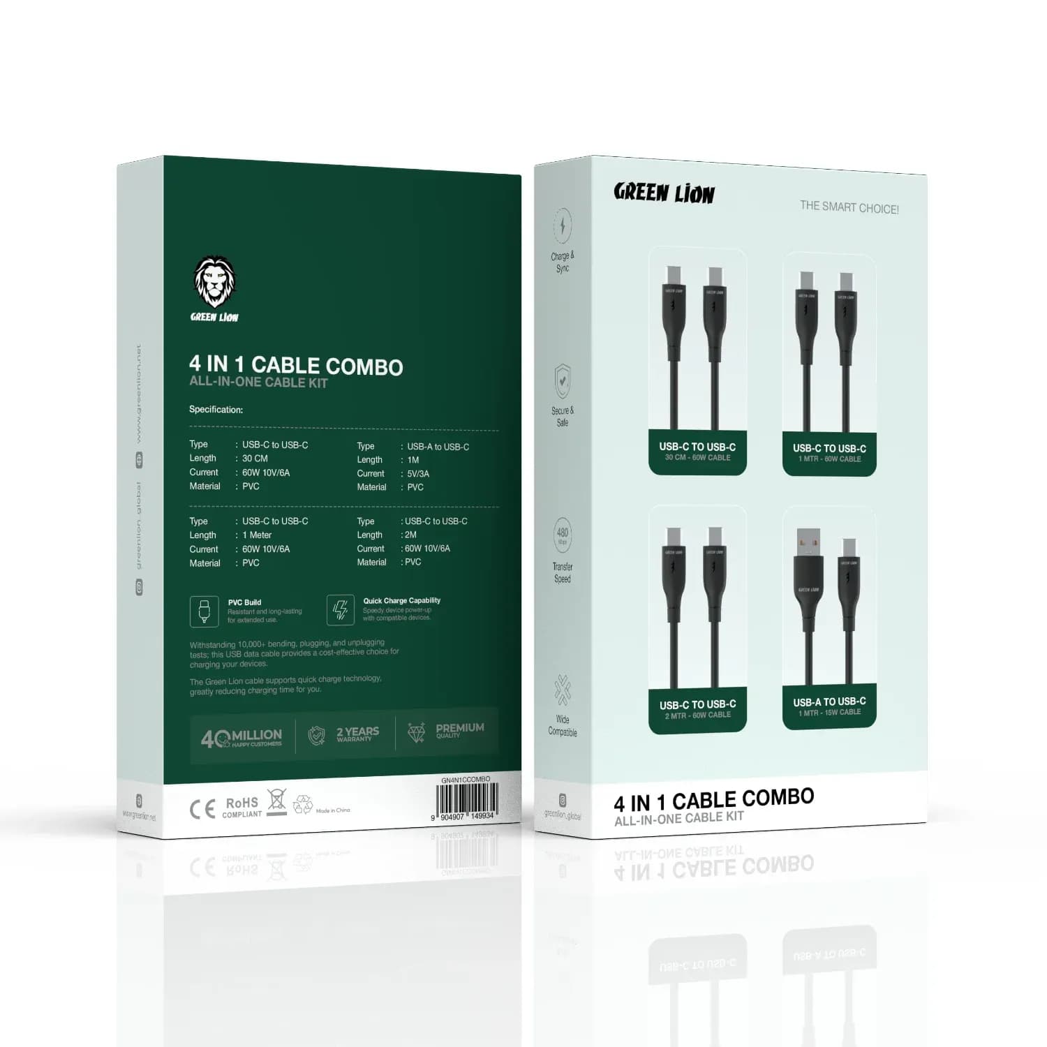 Green Lion 4-in-1 Cable Combo - Universal, Black 2
