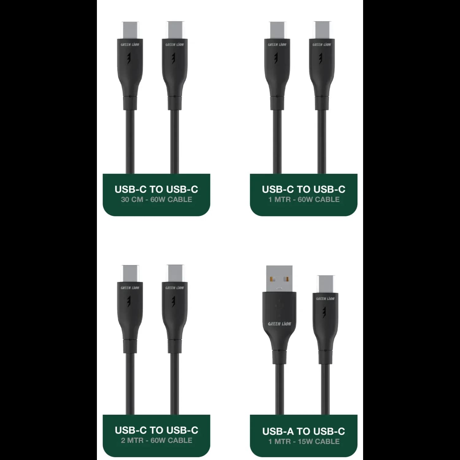 Green Lion 4-in-1 Cable Combo - Universal, Black 1