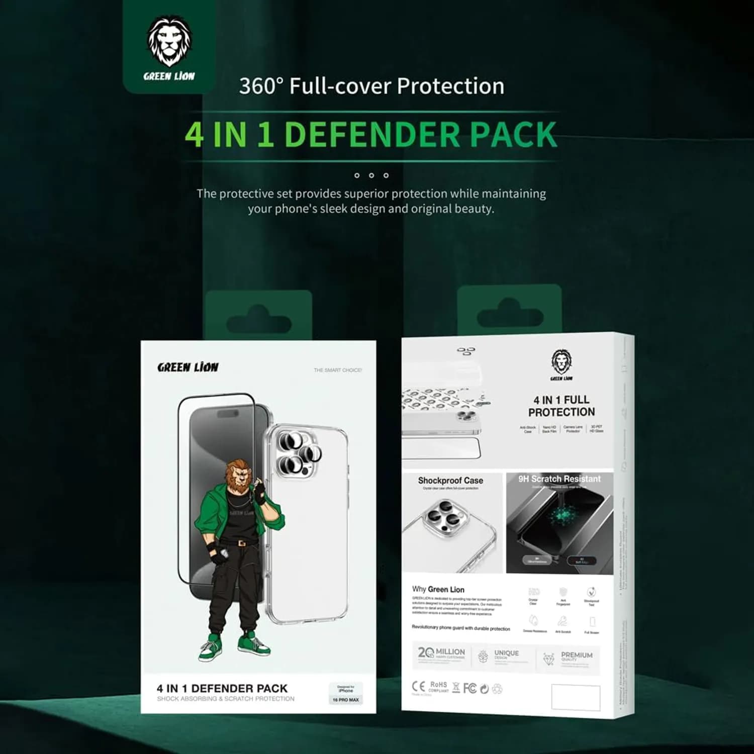 Green Lion Defender Pack 4-in-1 iPhone 16 6.1 - Clear 5
