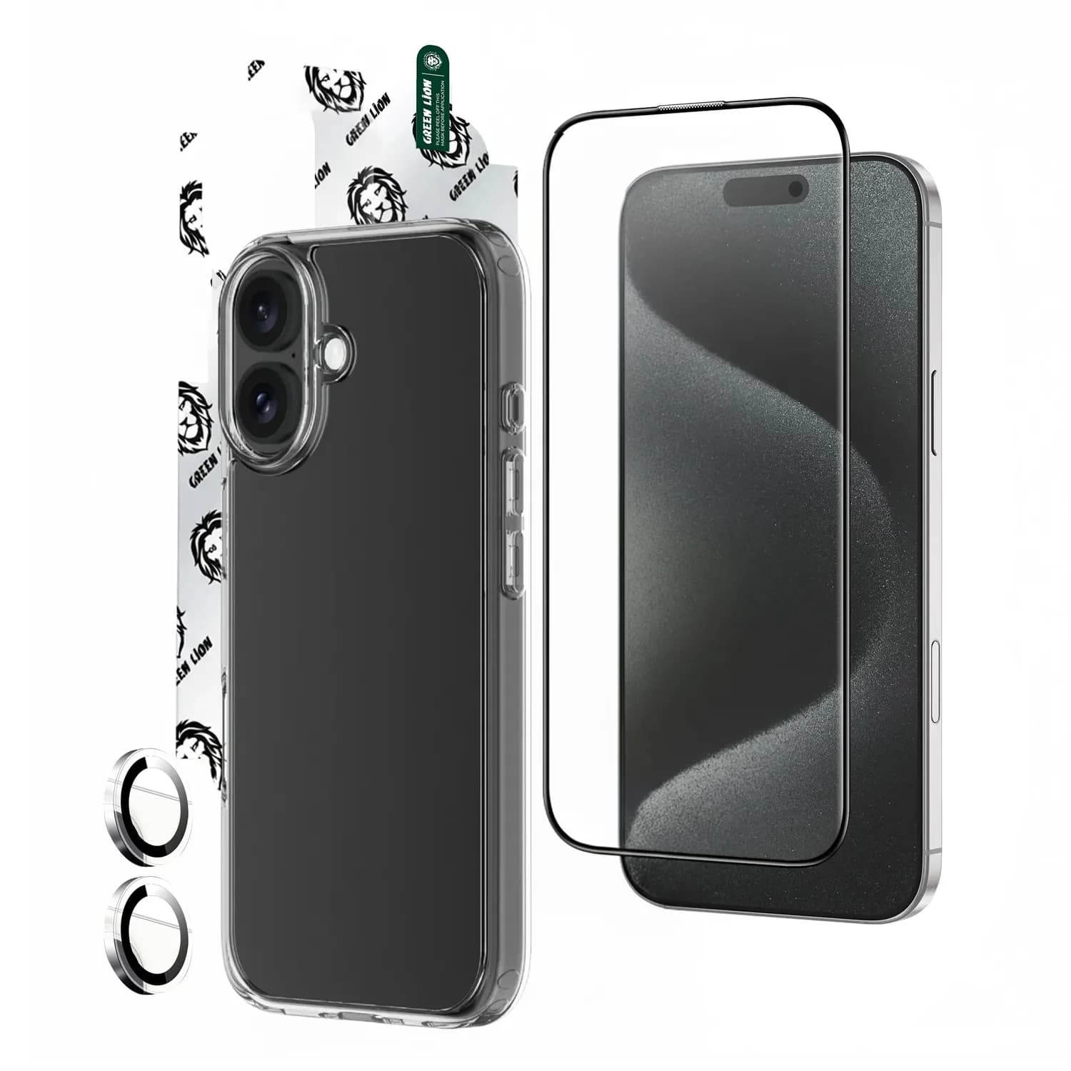 Green Lion Defender Pack iPhone 17 - 4-in-1 Protection Combo, Clear Green Lion Defender Pack iPhone 17 - 4-in-1 Protection Combo, Clear