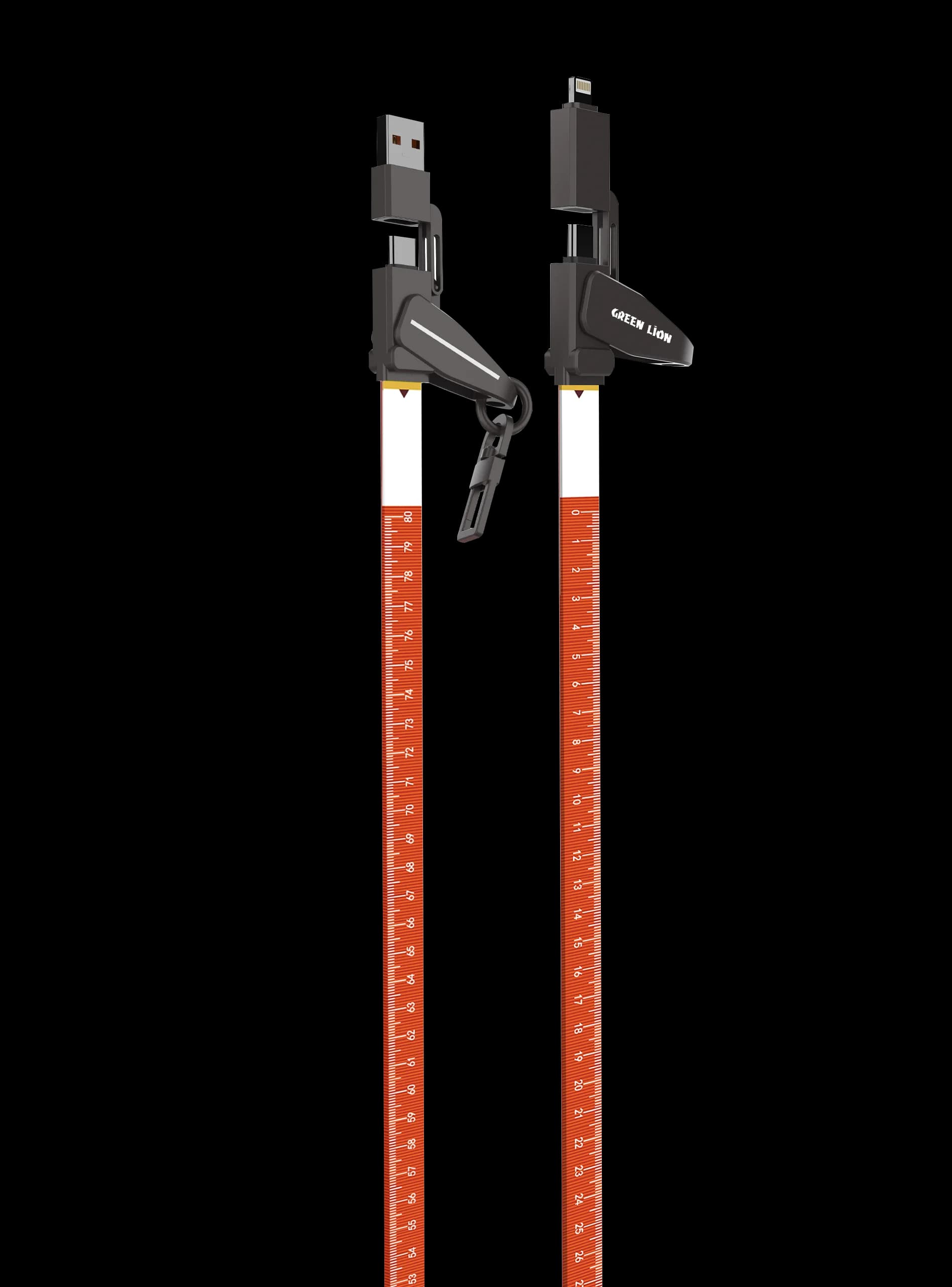 Green Lion 4-in-1 Charging Cable GN4N1LA240WOG - 240W, Orange — Black 3