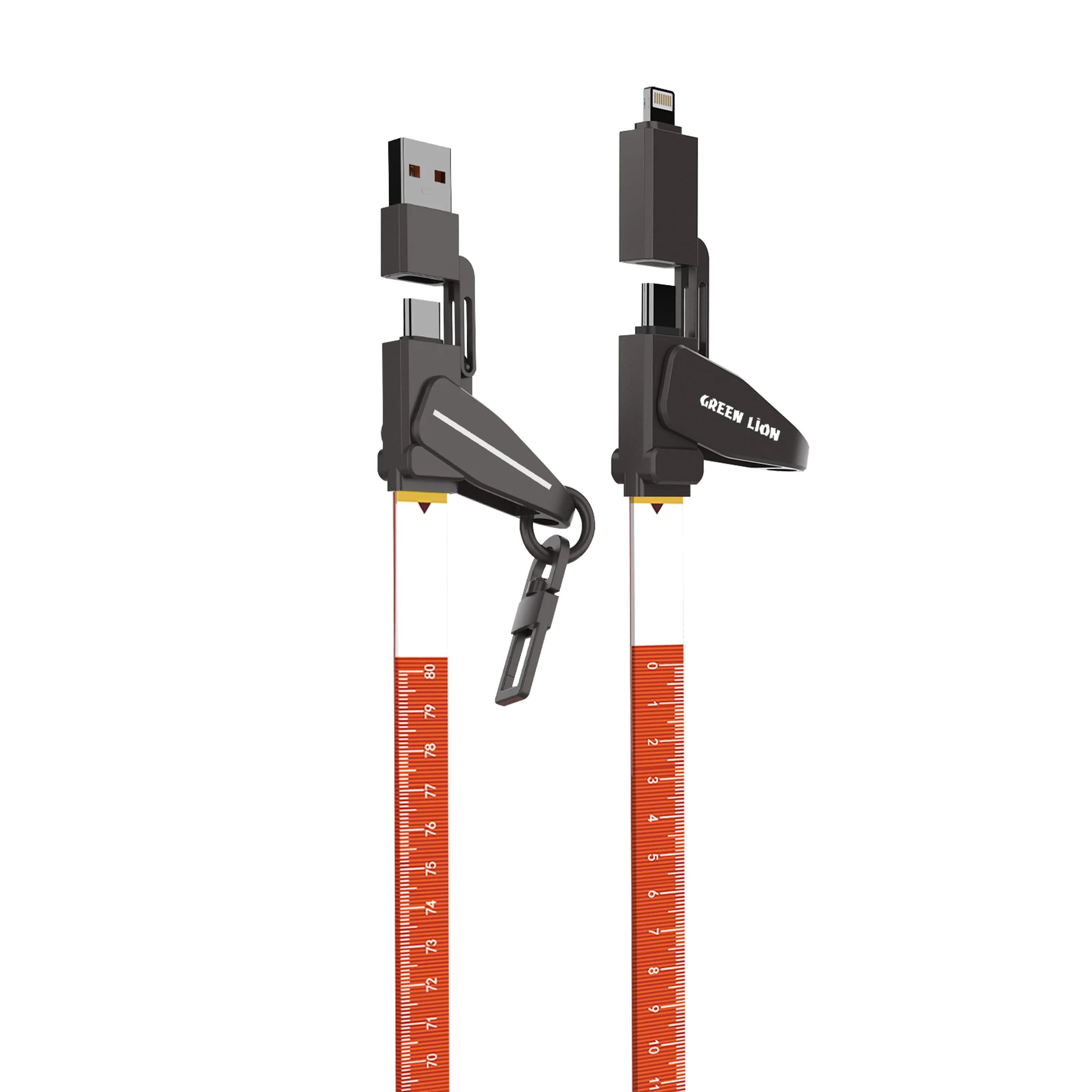Green Lion 4-in-1 Charging Cable GN4N1LA240WOG - 240W, Orange — Black 4